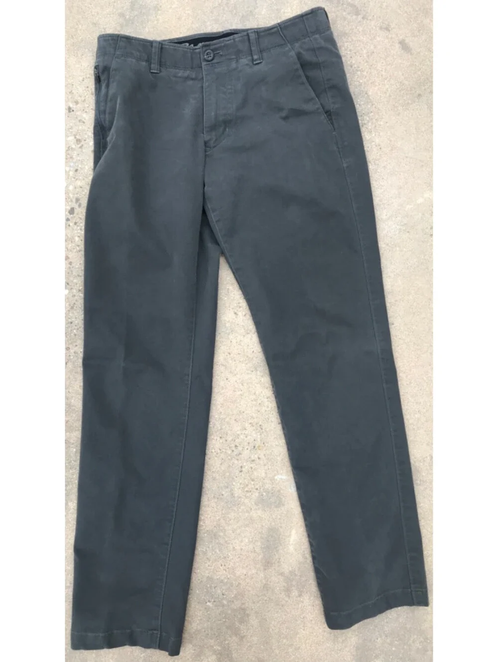 Eddie Bauer Cotton Blend Pants 33W x 30L Blue/Grey Canvas one Side Zip Pocket